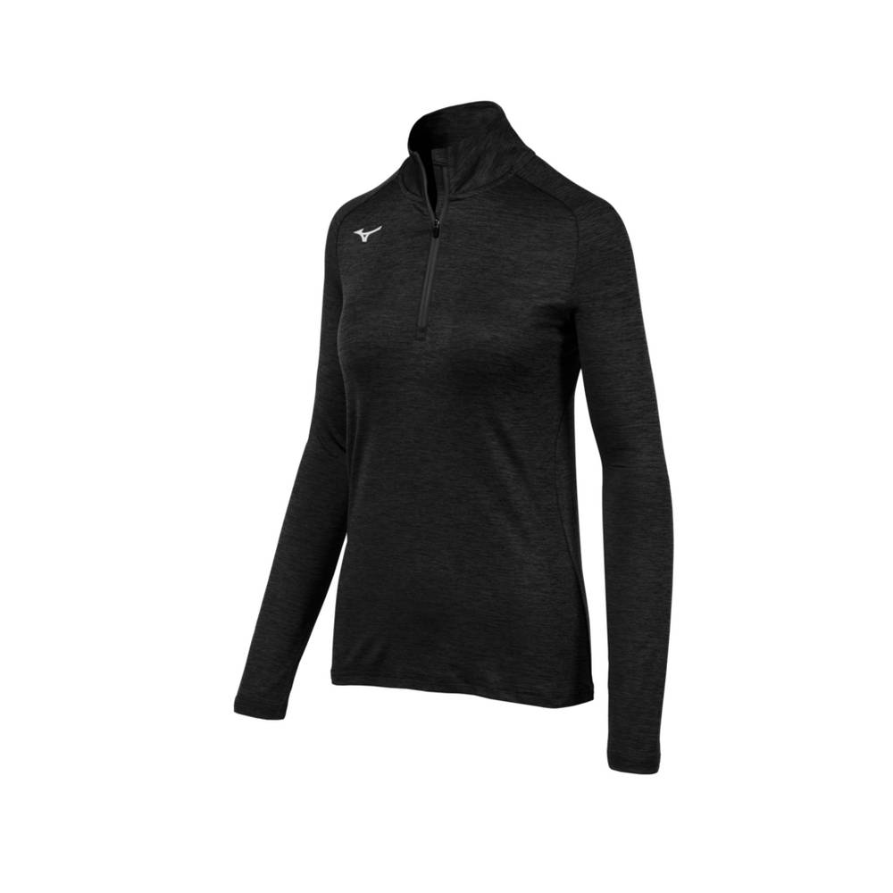 Mizuno Alpha ½ Zip - Bayan Pullover - Siyah Türkiye (DBPJFI-657)